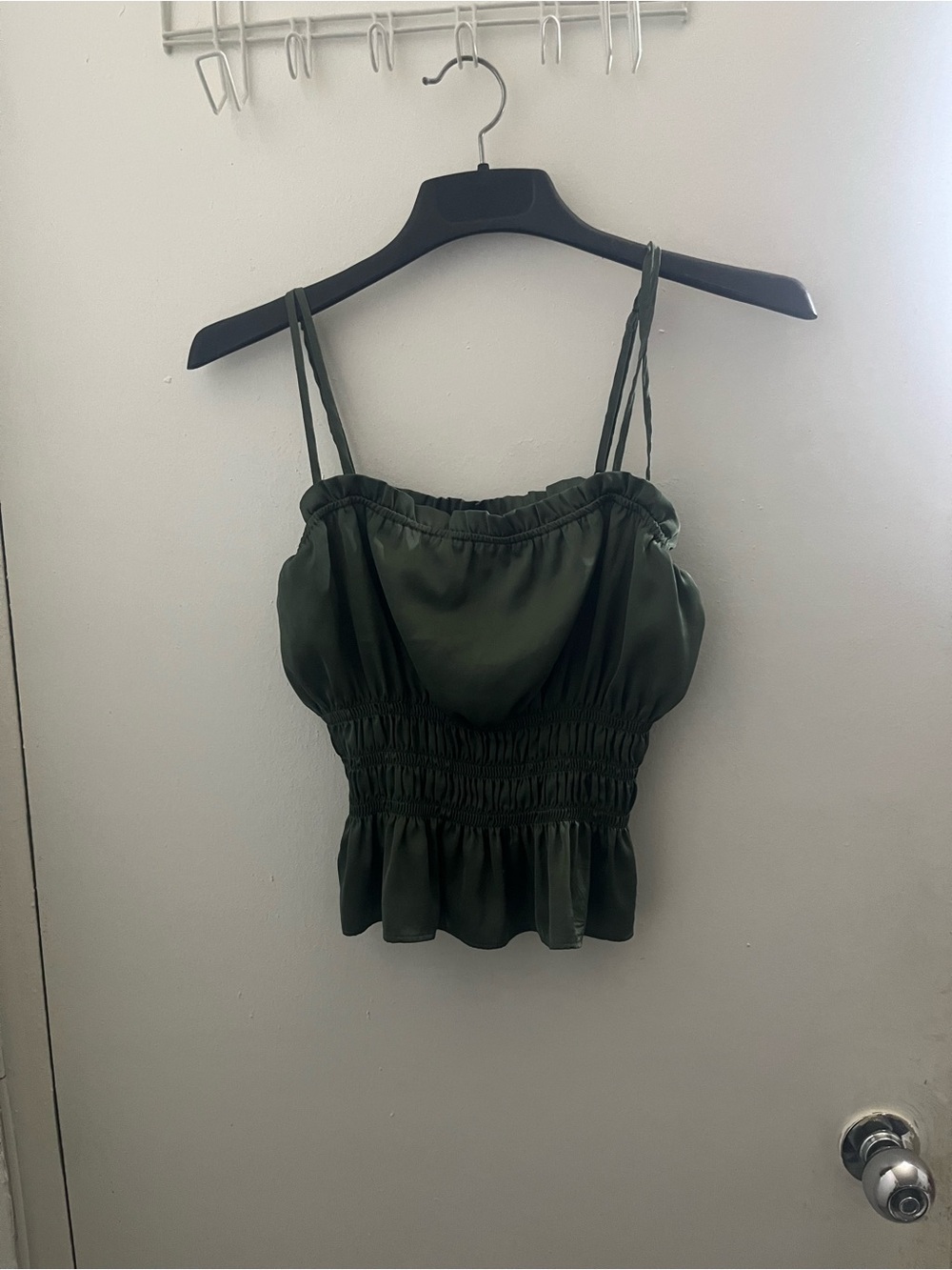 H&M Olive Satin Smocked Cami Top - Picture 2 of 4